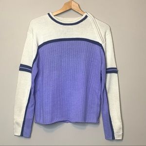 Obermeyer Juniors Pullover Sweater Apres Ski Crewneck Side Zip Purple Cream NWT